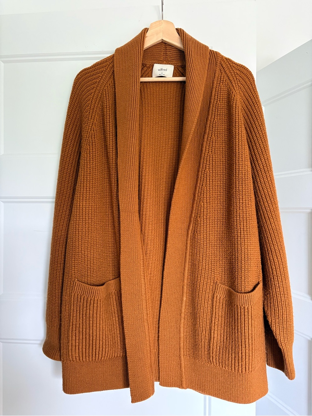 Aritzia Wilfred Open-Front Shawl Collar Cardigan - Rust